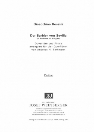 Der Barbier von Sevilla fr 4 Flten Partitur und Stimmen