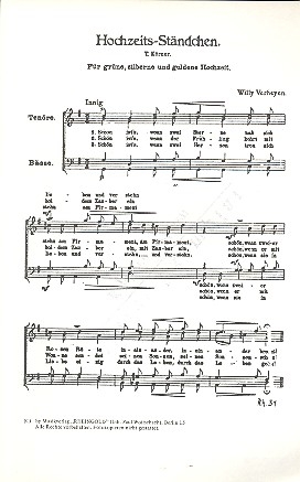 Hochzeits-St�ndchen f�r M�nnerchor a cappella Partitur