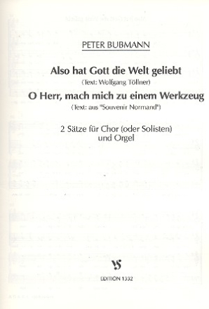 2 Stze fr gem Chor oder Solisten und Orgel Partitur (dt)