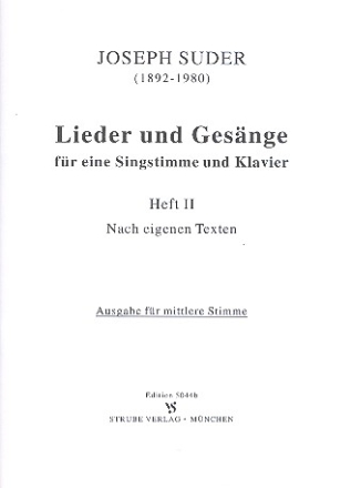 Lieder und Gesnge Band 2 fr Gesang (mittel) und Klavier