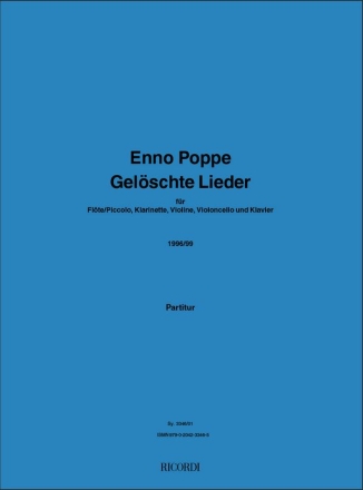 Enno Poppe GELSCHTE LIEDER FL/PICC KLAR VL VC KLAV PART