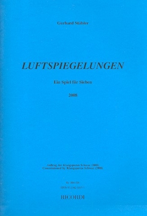 Luftspiegelungen fr Trompete, Posaune, e-Gitarre, Violoncello, Klavier und 2 Schlagzeuge,   Partitur
