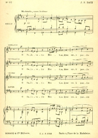O salutaris pour choeur mixte et piano partition