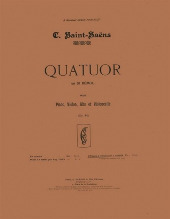 Quatuor op.41 pour piano, violon, alto et violoncelle pour pianos  4 mains partition