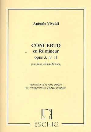 Concerto en r mineur op.3,11 pour 2 violins et orchestre  cordes RV5 pour 2 violons et pianoforte parties