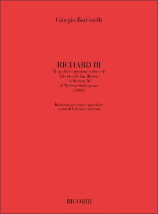 G. Battistelli Richard Iii Canto (O Voce Recit) E Pianoforte