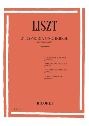 F. Liszt 19 Rapsodie Ungheresi: N.2 In Do Diesis Min. Piano