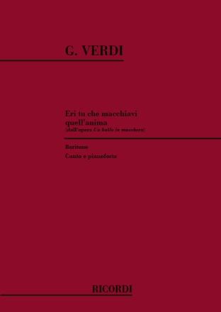 G. Verdi Un Ballo In Maschera: Canto (O Voce Recit) E Pianoforte