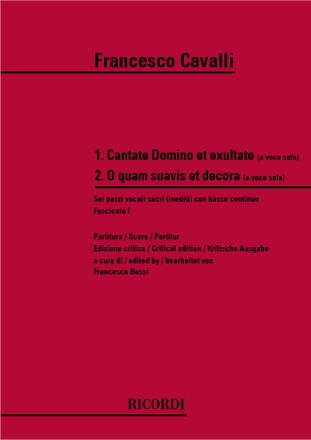 6 Pezzi Vocali Sacri (Inediti) Con Basso Continuo Vol.1 per canto e basso continuo partitura