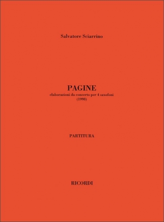 S. Sciarrino Pagine. Elaborazioni Da Concerto Quartetti