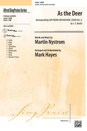 Nystrom Arr Hayes As The Deer (Incorp Bach 'Air') SATB  Mixed voices