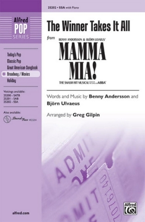 Andersson/Ulvaeus/arr Gilpin The Winner Takes It All SSA  Unison, upper, equal voices