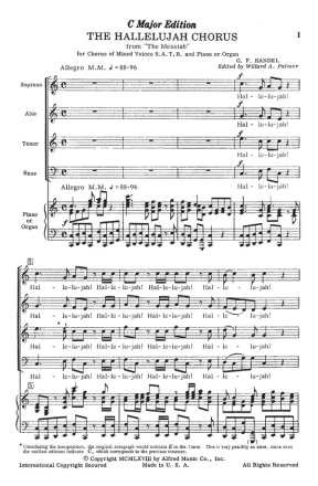 HALLELUJAH CHORUS-C MAJOR/SATB  Mixed voices