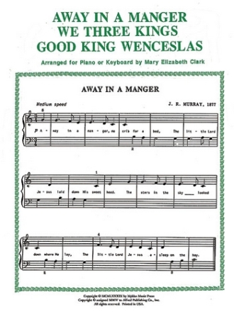 Clark Christmas Primer Set 1 (Three Carols)  Piano teaching material