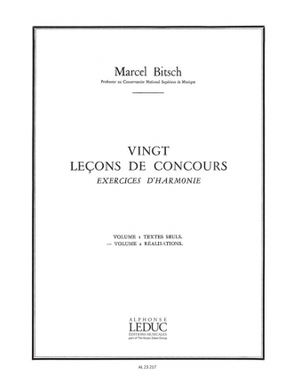 BITSCH 20 LECONS DE CONCOURS (EXERCICES D'HARMONIE) LIVRE DU MAITRE