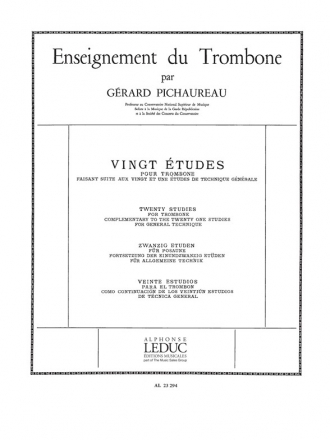 PICHAUREAU 20 ETUDES FAISANT SUITE AUX 21 ETUDES DE TECHNIQUE GENERALE TROMBONE