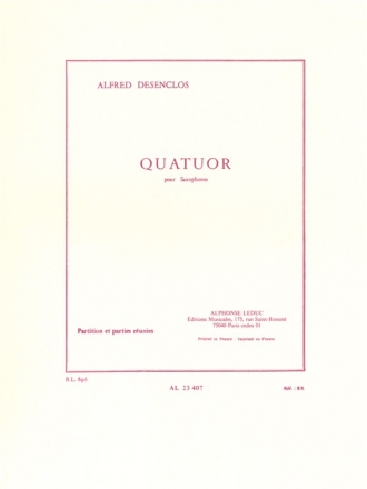 DESENCLOS QUATUOR 4 SAXOPHONES/PARTITION ET PARTIES