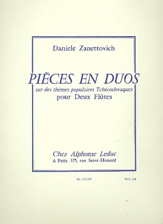Pices en duos sur des thmes populaires Tchcoslovaques pour 2 fltes partition