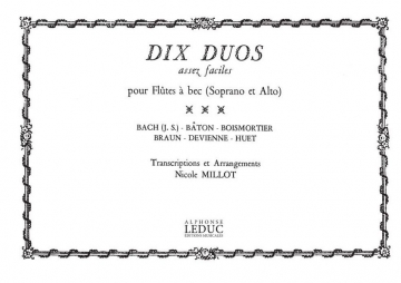 10 Duos assez faciles for soprano and alto recorders playing score