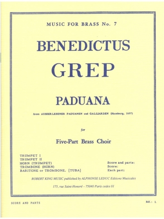 Paduana for 5-part brass choir score and parts
