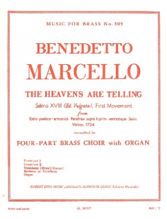 The Heavens are telling for 4-part brass chorus  (2 trumpets, horn, trombone) and organ