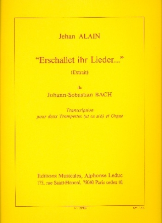 Erschallet ihr Lieder pour 2 trompettes et orgue parties