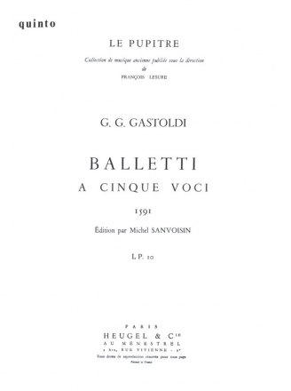 Balletti a cinque voci (1591) pour 5 instruments partie de 2me soprano (quinto)