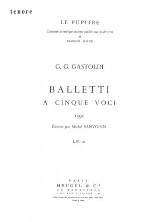 Balletti  cinque Voci (1591) pour 5 voix partie de tenore