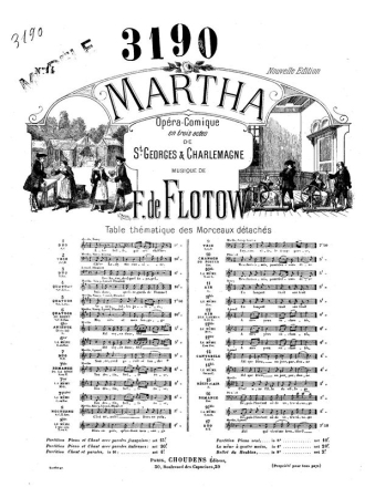 Friedrich von Flotow, Air No.14 Martha vocal and piano Klavierauszug