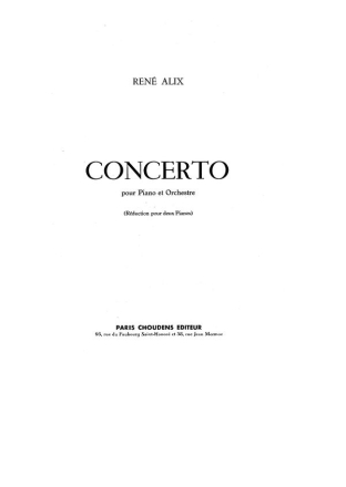 Ren� Alix, Concerto pour Piano et Orchestre Piano Duet Klavierauszug