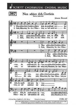 Eccard, Johannes: Nun schrz dich, Gretlein fr gemischten Chor Chorpartitur