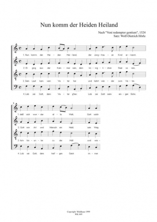 Hrle, Wolf-Dietrich Nun komm der Heiden Heiland fr Chor SATB a cappella