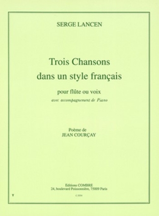 LANCEN Serge Chansons dans style franais (3) flte ou voix et piano Partition