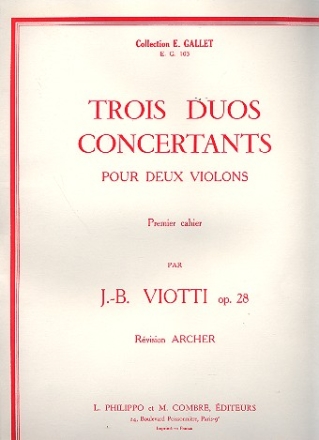 3 Duos concertants op.28 vol.1 pour 2 violons 2 parties