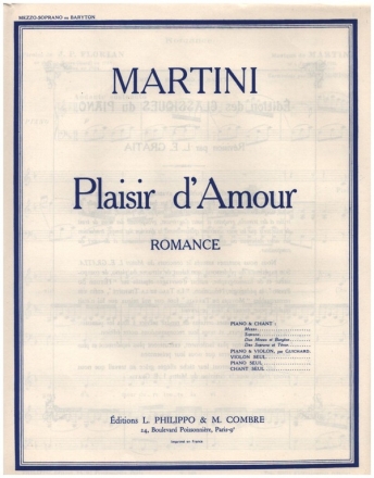 Plaisir d'amour pour mezzo-soprano ou baryton et piano