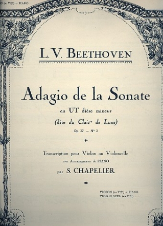 Adagio de la Sonate op.27 no.2 pour violin et piano