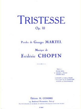 Tristesse op.10,3 pour chant et piano