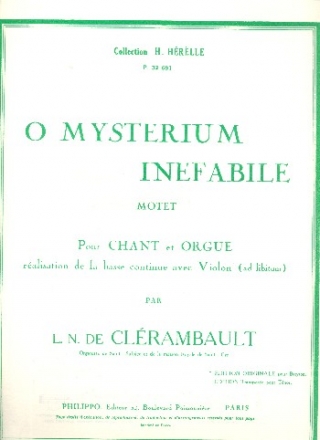 O mysterium inefabile pour baryton et orgue partition