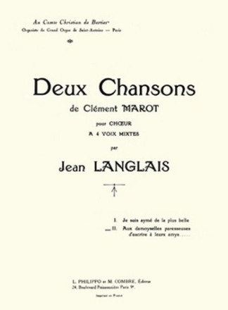 LANGLAIS Jean Chansons (2) Aux damoyselles paresseuses... 4 voix mixtes Partition