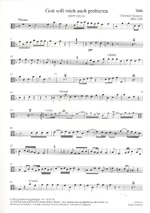 Gott will mich auch probieren GWV1121/14 fr gem Chor und Orchester Viola