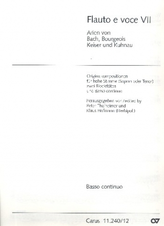 Flauto e voce Band 7 fr Gesang (hoch), 2 Blockflten und Bc Generalbass/Bc
