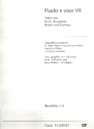 Flauto e voce VII fr Gesang (hoch), 2 Blockflten und Bc Blockflte I/II
