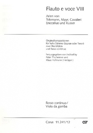 Flauto e voce Band 8 fr Gesang (hoch), 2 Blockflten und Bc Bass continuo (Viola da gamba)