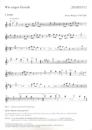 Wir zeigen Gesicht fr Soli, Kinderchor (Jugendchor) und Instrumente Altsaxophon