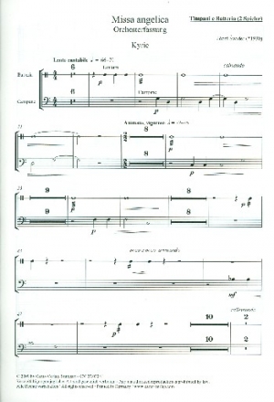 Missa angelica fr Sopran (Tenor), gem Chor und Orchester Schlagwerk