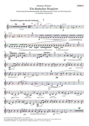 Ein deutsches Requiem op.45 fr Soli, gem Chor und Kammerensemble Violine 1