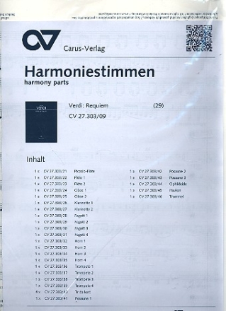 Messa da Requiem fr Soli, gem Chor und Orchester Harmoniestimmen