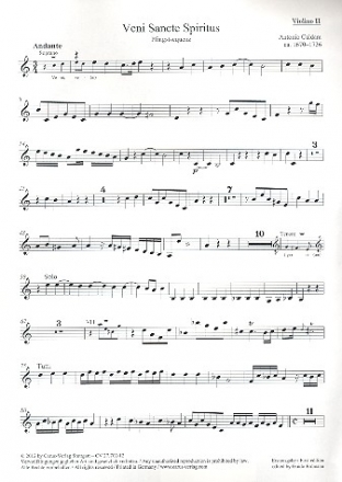 Veni Sancte Spiritus fr Soli, gem Chor und Instrumente Violine 2