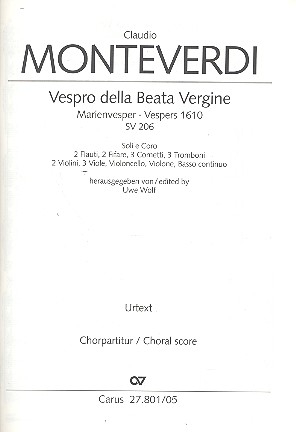 Vespro della beata vergine SV206 fr Soli, gem Chor und Orchester Chorpartitur