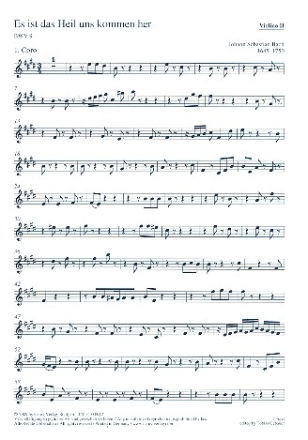 Es ist das Heil uns kommen her Kantate BWV9 Nr.9 Violine 2